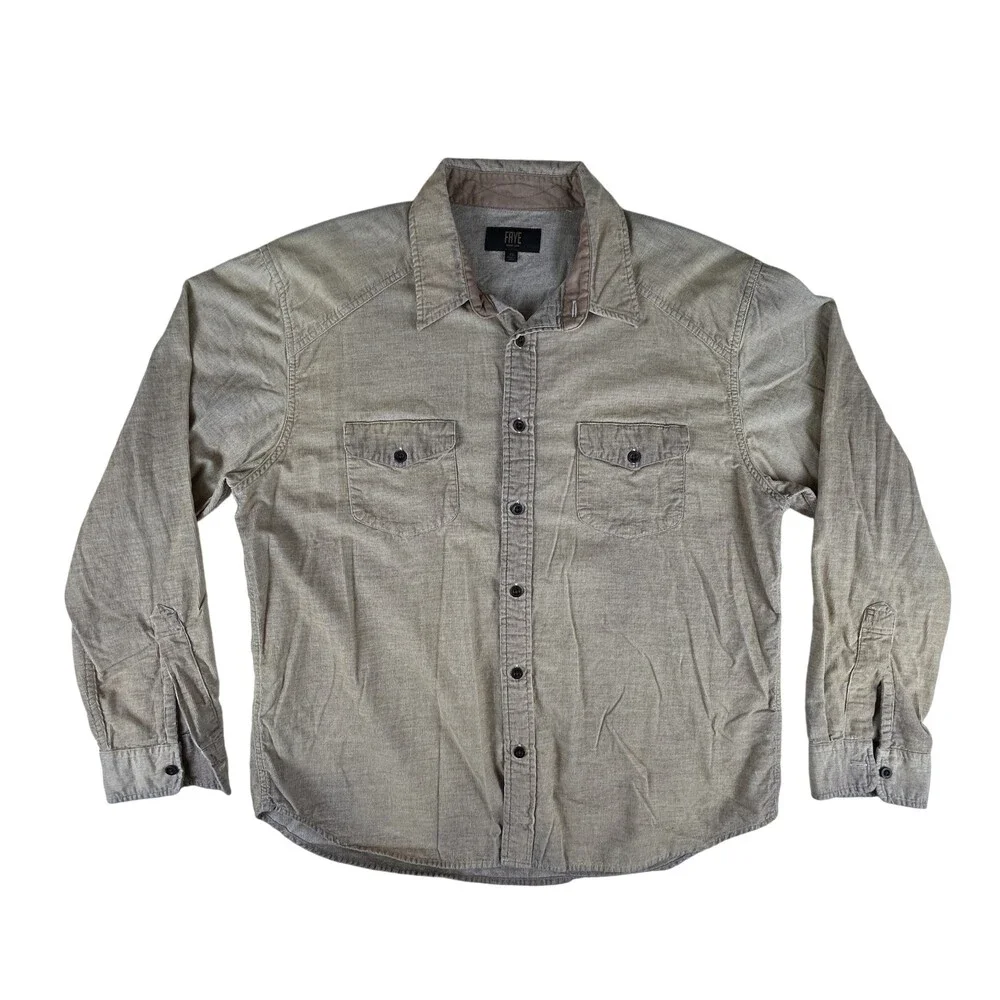 Frye Shirt Mens XL Tan Western Corduroy Button Front Long Sleeve Workwear